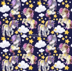 Unicorn pattern digital print 100% cotton woven fabric