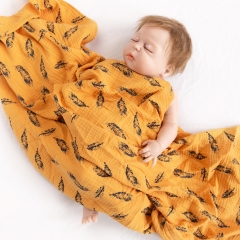 In stock organic cotton custom print muslin blanket for baby swaddle