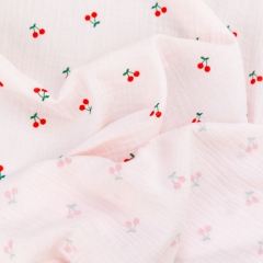 Baby pink adorable cherry print 100% cotton gauze swaddle wrap blanket