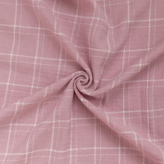 Pink plaid print 100% organic cotton double gazue muslin baby blanket for car seat