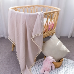 Cute tassels lightweight cotton custom muslin blanket