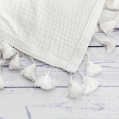 Custom muslin tassels blanket lightweight for babies